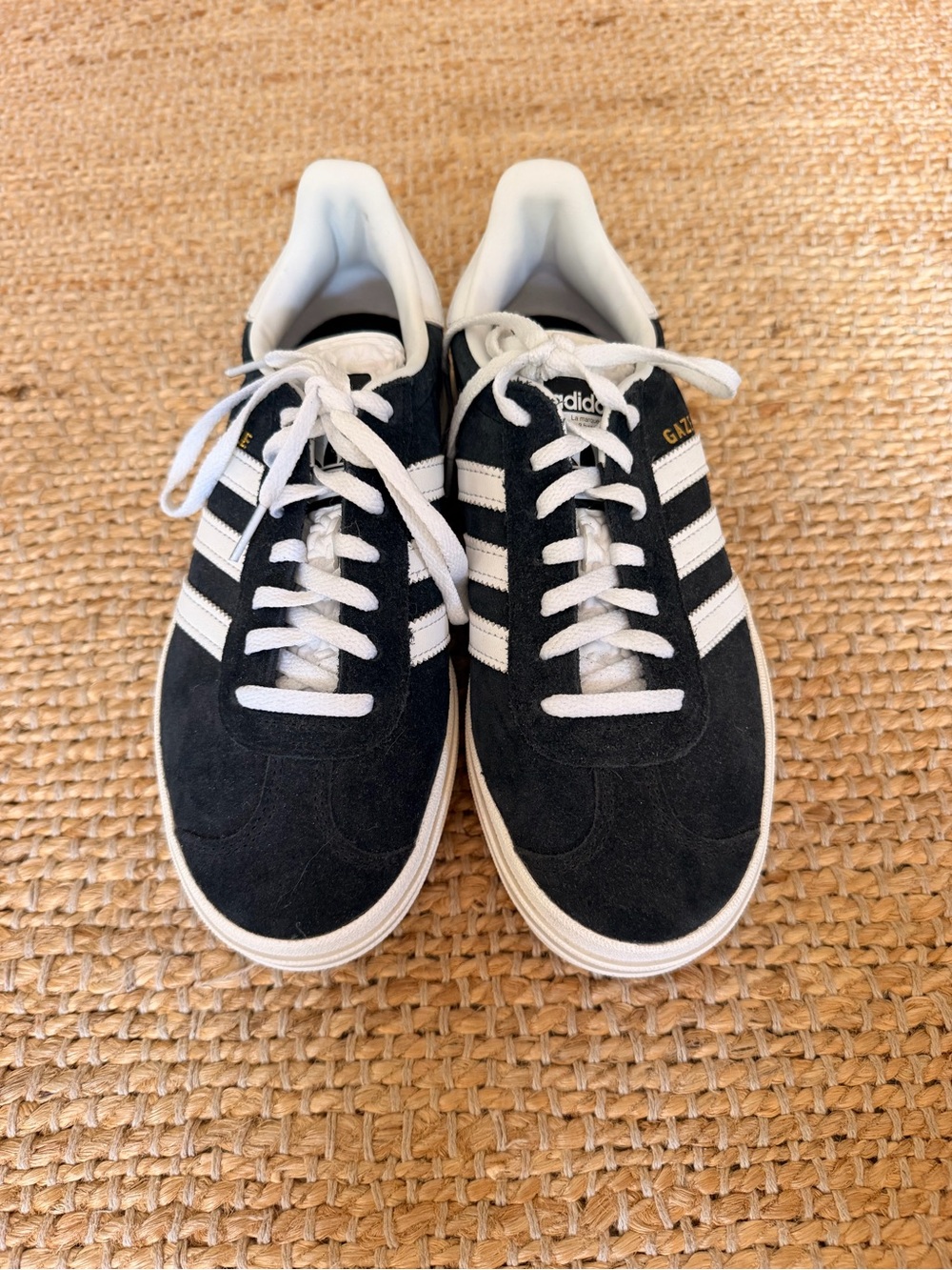 adidas Black & White Gazelle Platform Suede Sneakers
